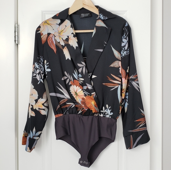 Zara Floral Bodysuit Sz S - Picture 3 of 8